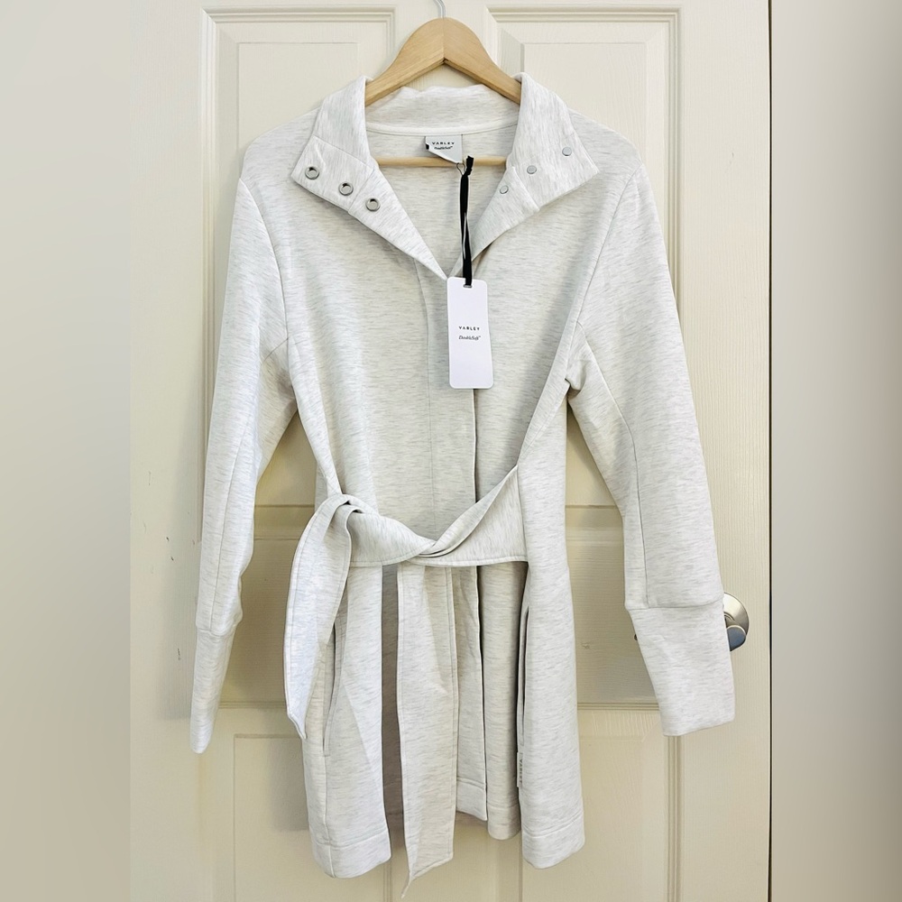 NWT Varley Anset Tie Belt Jacket Ivory Marl